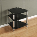 Audio Rack Stainless Steel Stereo Rack Audio Equipment Rack Audio Stereo Shelf Wooden Open with Shock-Absorbing Feet HiFi Rack(Nero,3 Tier)