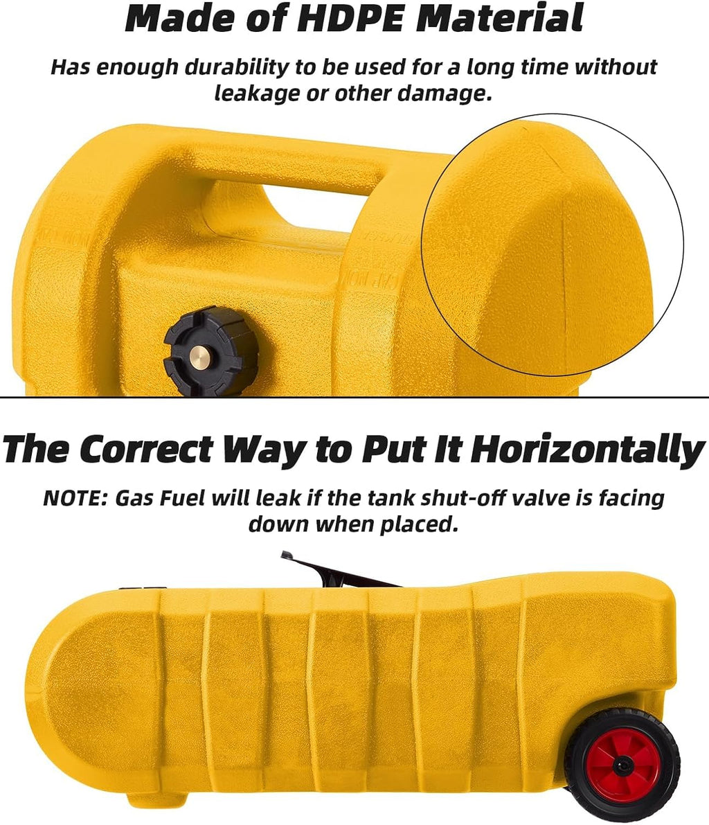 15 Gallon Portable Gas Tank with Caster,LE Fluid Transfer Siphon Pump,Fuel Caddy With 10Ft Hose. Delivery Hose Diesel Fuel Gas Can for Cars, Lawn Mowers, Boats Red/Gray/Yellow, Portable Diesel Can