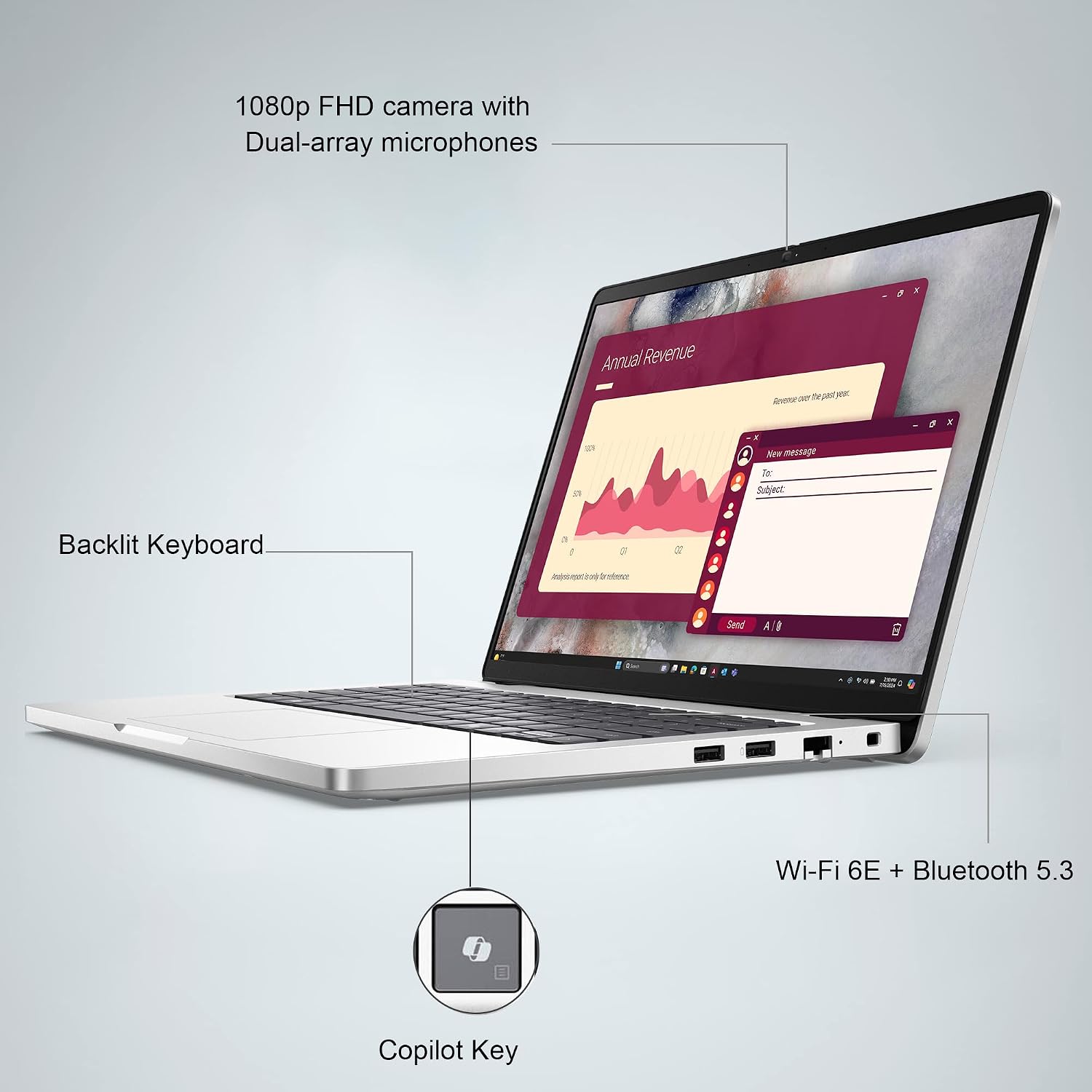 Dell Pro 14 (Next Gen Latitude 5450) Business Laptop (14' FHD+ Anti-Glare, Intel 10-Core 5 120U, 16GB DDR5, 512GB SSD), 1080p IR Webcam, Backlit, Thunderbolt 4, Wi-Fi 6E, Win 11 Pro, Silver, PC14250
