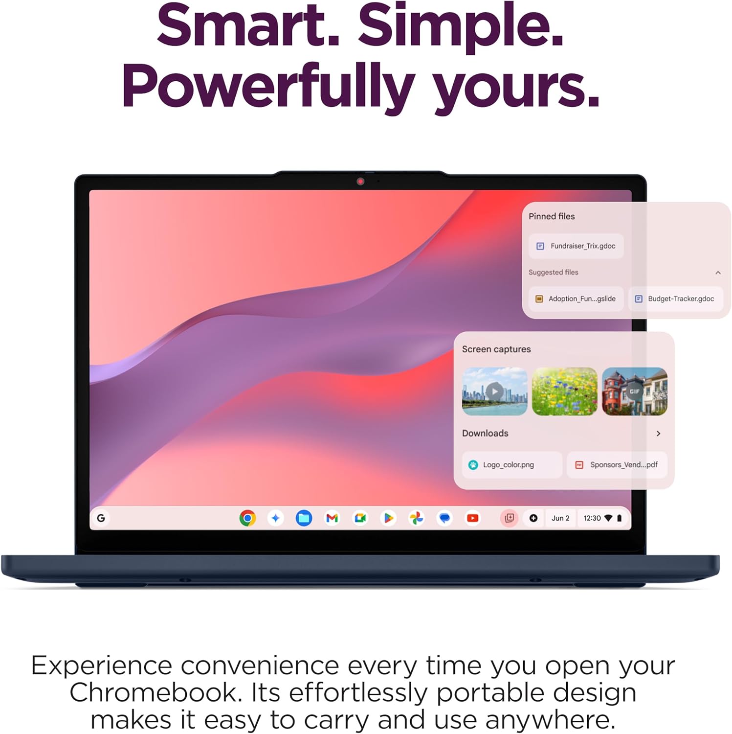 Lenovo Chromebook m 14' - Everyday Laptop - Google Gemini - MediaTek Kompanio 540 CPU - 14' WUXGA IPS Display - 8GB RAM - 64GB UFS Storage - Integrated Arm Mali-G57 MC2 GPU - Cosmic Blue