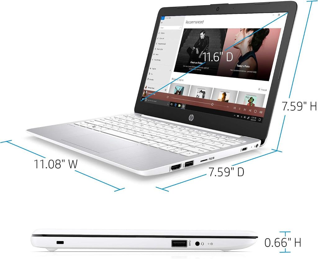 HP Stream 11.6-inch HD Laptop, Intel Celeron N4000, 4 GB RAM, 32 GB eMMC, Windows 10 Home in S Mode with Office 365 Personal for 1 Year (11-ak0020nr, Diamond White)