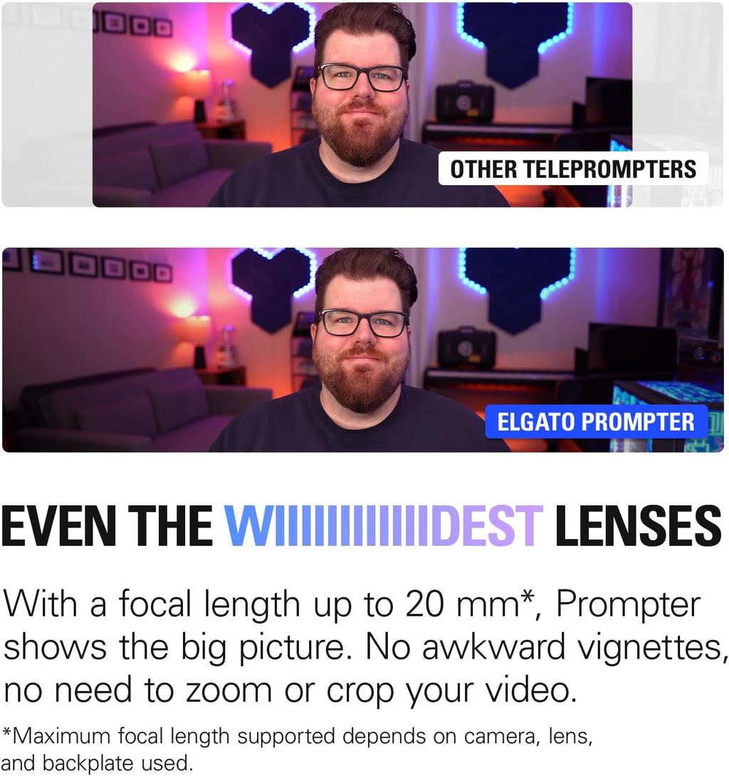 Elgato Prompter â€' Teleprompter with Built-in Screen for YouTube, Twitch, Zoom and More, 1080 Pixels, Supports DSLR/Webcam/Smartphone, Drag & Drop Monitor Display, Works with Mac/PC & Stream Deck