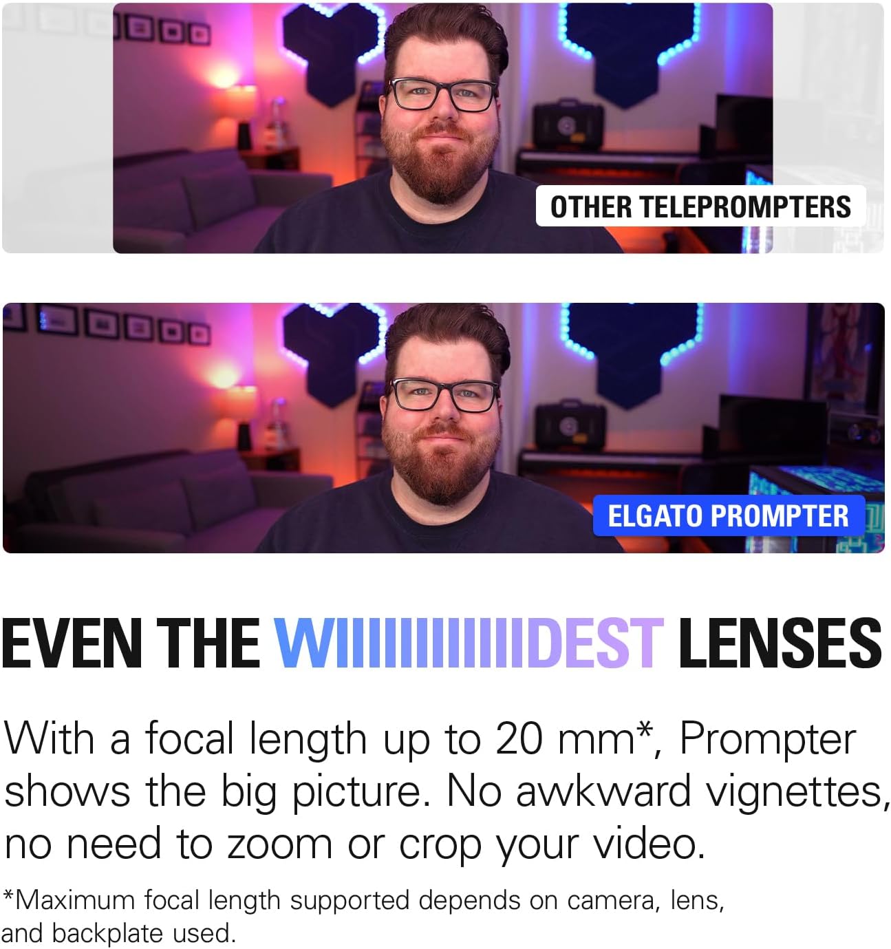 Elgato Prompter â€' Teleprompter with Built-in Screen for YouTube, Twitch, Zoom and More, 1080 Pixels, Supports DSLR/Webcam/Smartphone, Drag & Drop Monitor Display, Works with Mac/PC & Stream Deck