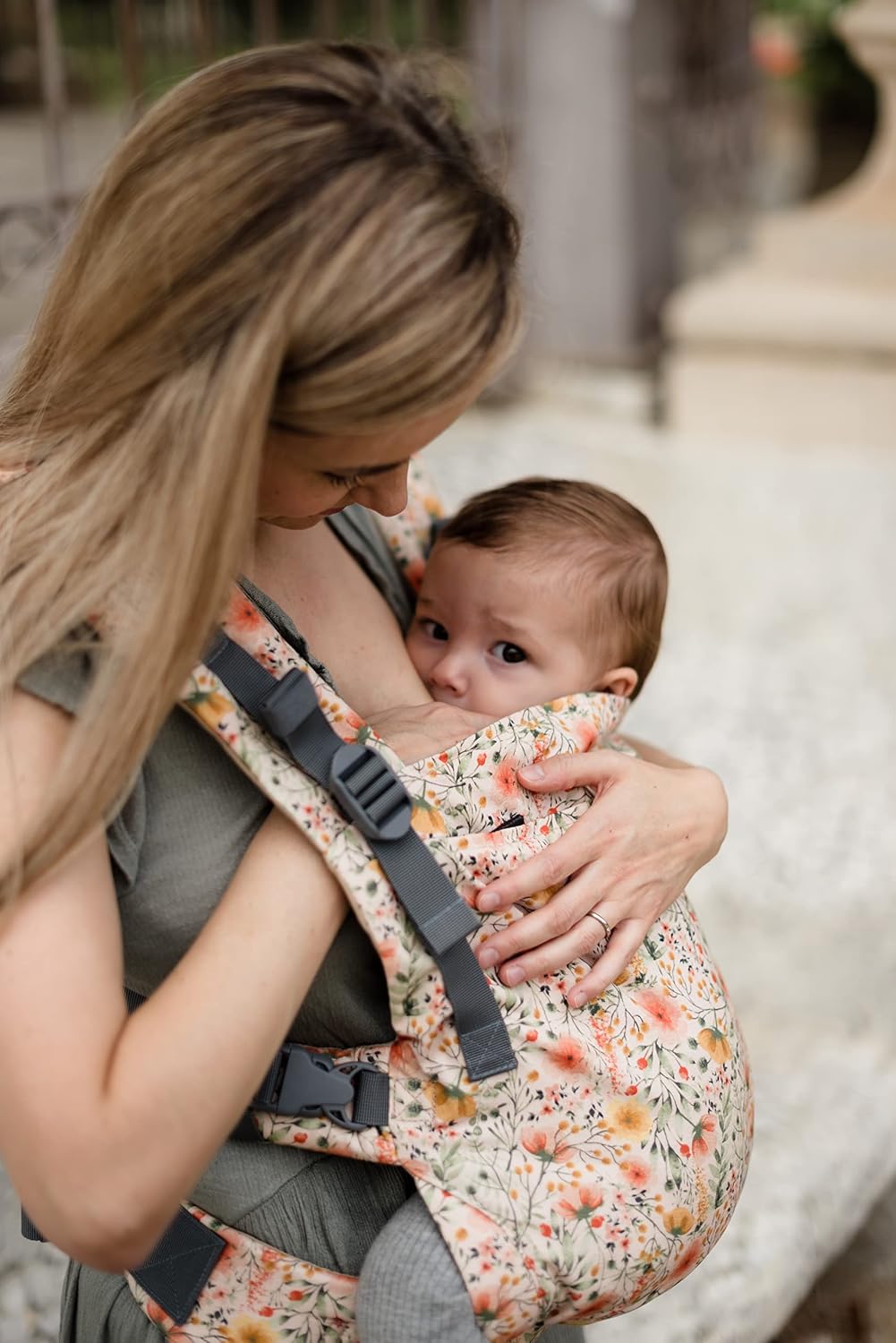 Boba X Baby Carrier - Adjustable Infant Carrier for Newborn to Toddler, Front and Backpack Babywearing 7 to 45 lbs, Ergonomic Baby Carrier with Crossable Straps and Padded Shoulders (Blossom)