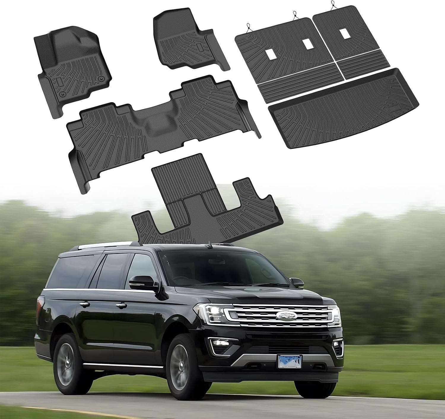 Cartist Floor Mats for Ford Expedition/Lincoln Navigator 7 Seats 2018-2024(Not for Max or L), All Weather Cargo Liner for Expedition Accessories, Heavy Duty Car Mats, Car Accessories