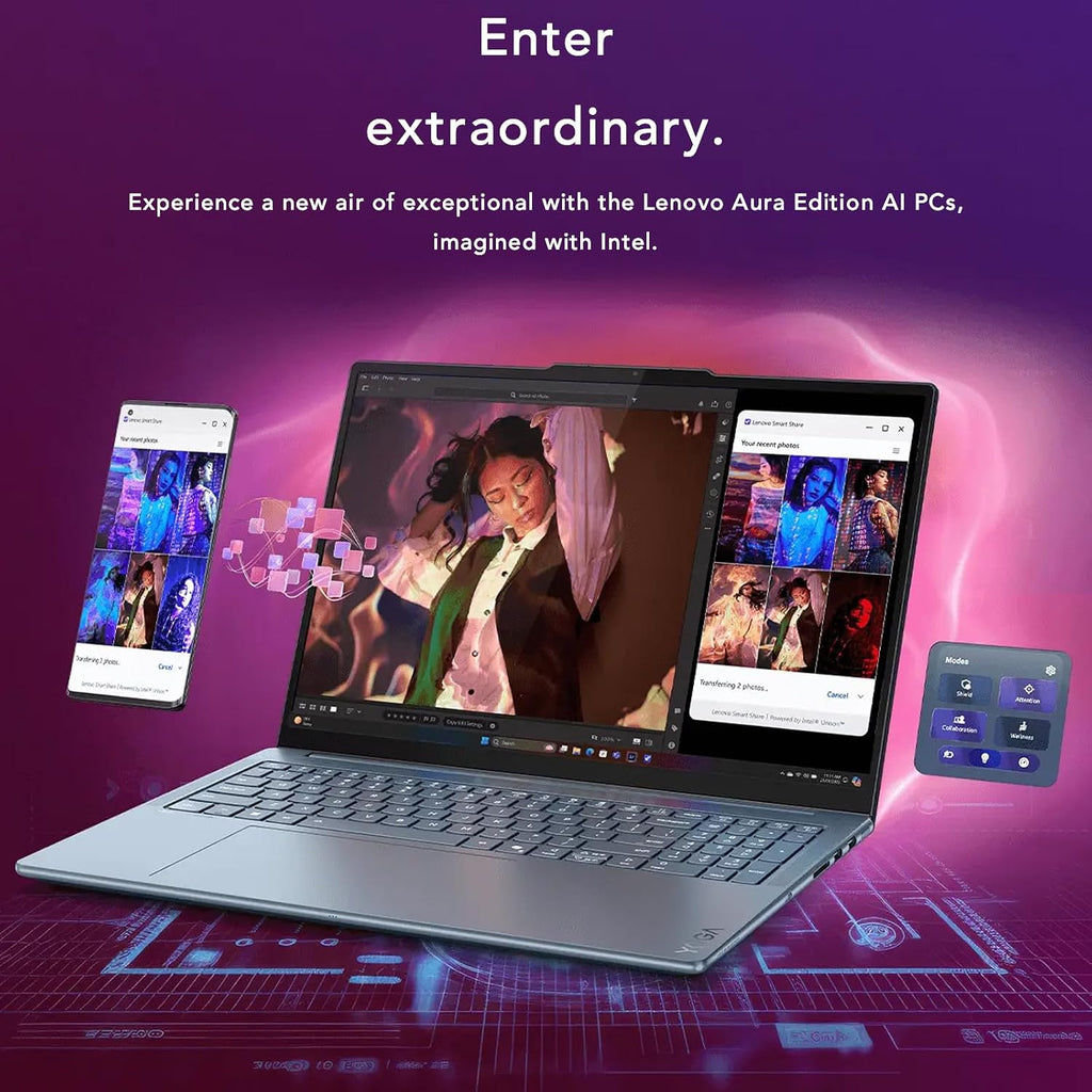 Lenovo Yoga Pro 9i 16' Laptop, Intel Core Ultra 9-285H, NVIDIA GeForce RTX 5060, 3.2K Tandem OLED 120Hz Touchscreen Display, 32GB RAM, 2TB SSD, Wi-Fi 7, Thunderbolt, Win 11 Home, w/1TB Portable HDD