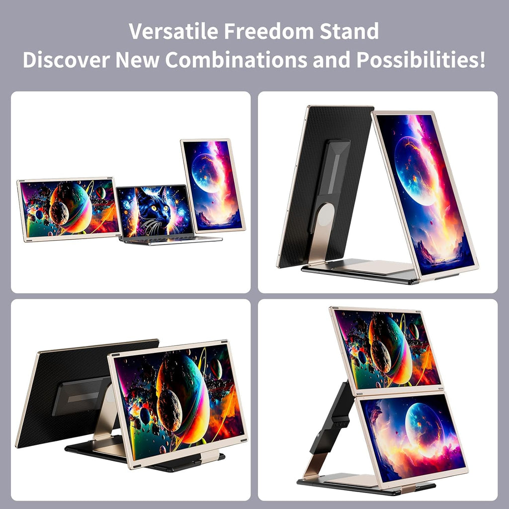 S6 Laptop Screen Extender Monitor Portable, 15.6'' Dual Screen Monitors for Laptop Plug and Play, FHD 1080P IPS Multi Triple Monitor for 13''-17'' Laptops Compatible with Mac/Wins/Android/Dex