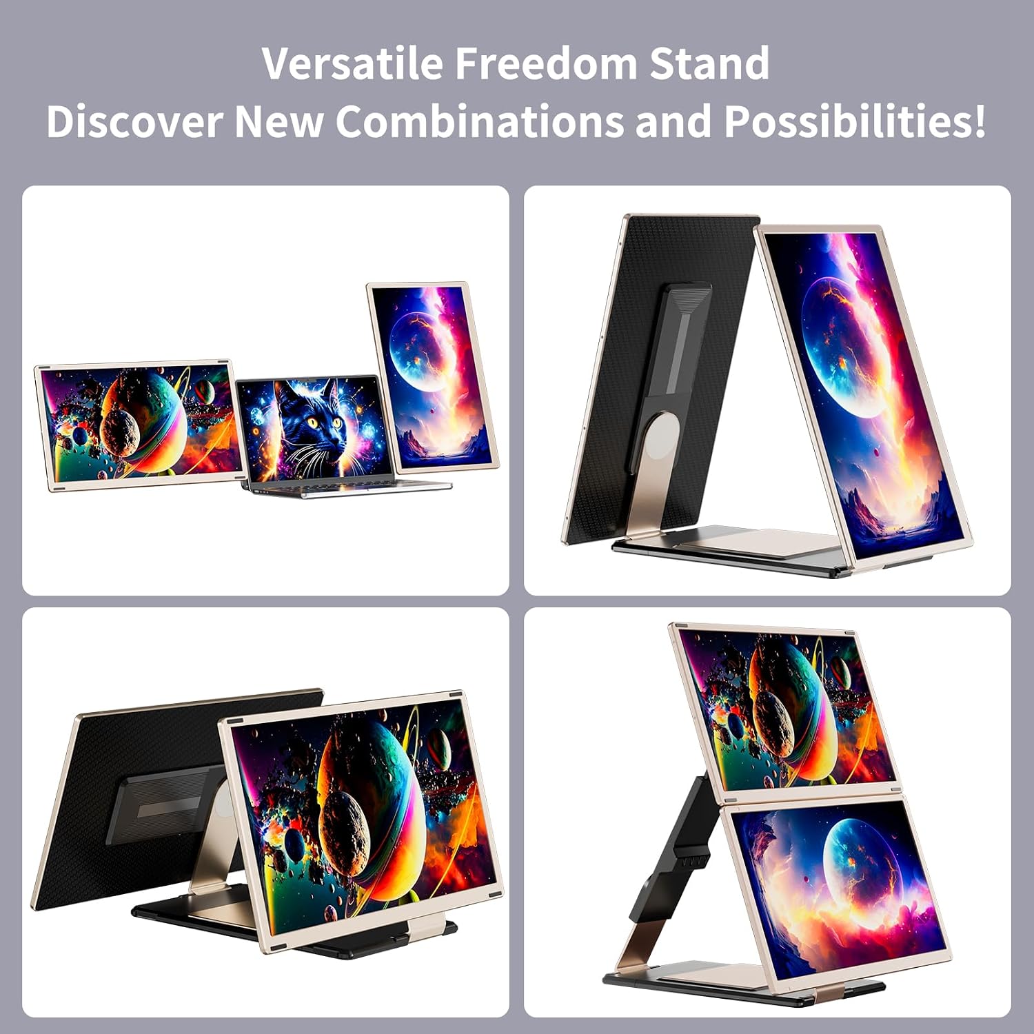 S6 Laptop Screen Extender Monitor Portable, 15.6'' Dual Screen Monitors for Laptop Plug and Play, FHD 1080P IPS Multi Triple Monitor for 13''-17'' Laptops Compatible with Mac/Wins/Android/Dex
