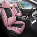 Car Seat Covers, Luxury Faux Leather Waterproof Non-Slip Seat Protector Universal Fit for Most Cars SUVs Trucks Pick-ups,Car Interior Accessories (Pink Black, Full Set)