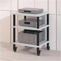 Audio Rack with Wheels Stereo Rack Audio Equipment Rack Audio Open Stereo Shelf Wooden Movable HiFi Rack Audio-Video Shelving Practical(Wei�,3 Tier)