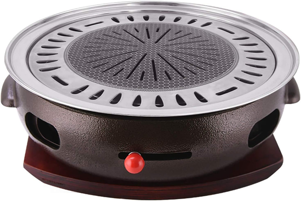 BBQ Barbeque Barbecue Grill, BBQ, Korean Household Charcoal Grill, Large Cast Iron Barbecue Meat Stove, Stainless Steel Grill Pan, 9 Styles (Color : H)