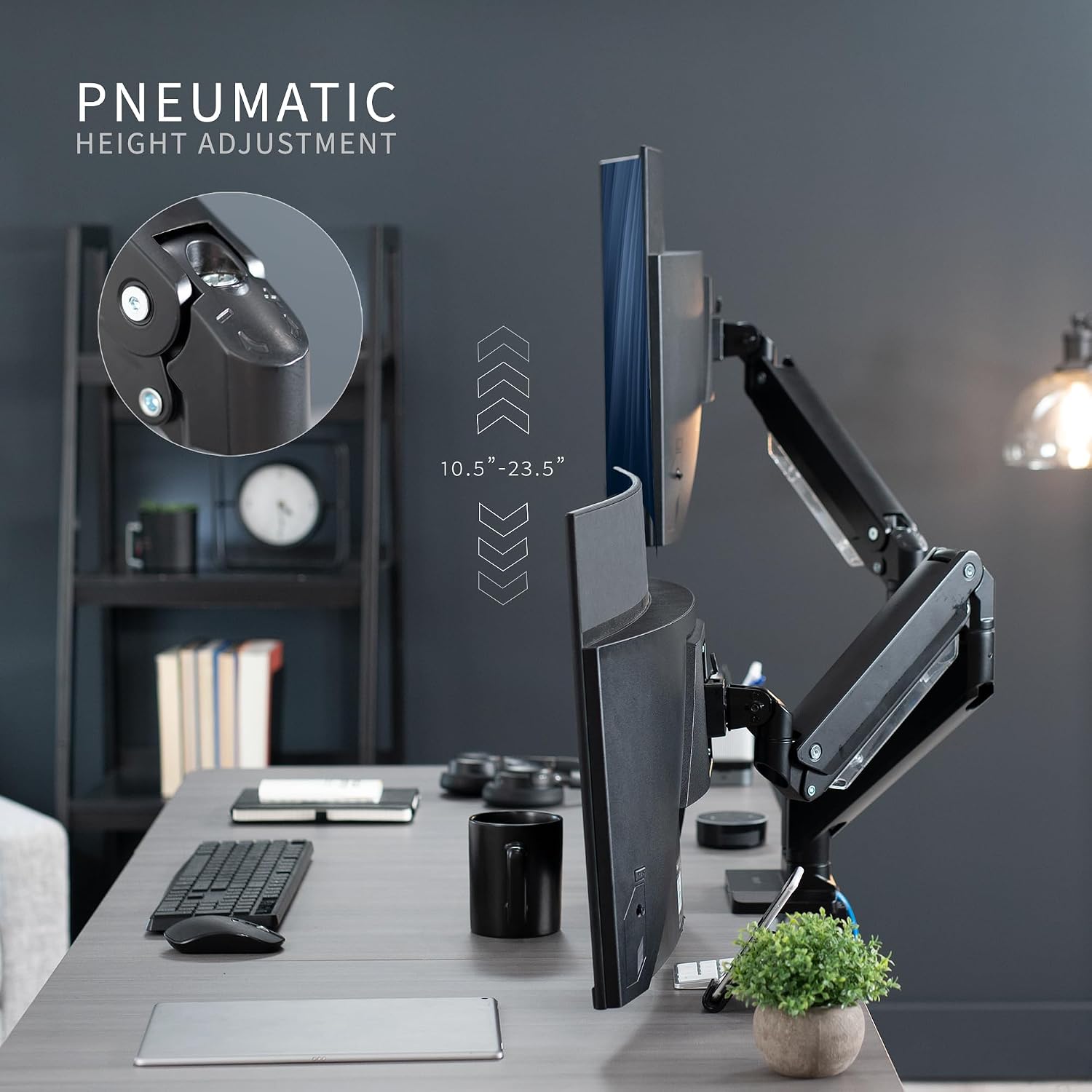 VIVO Premium Aluminum Heavy Duty Arms, Fits 2 Ultrawide Monitors up to 38 inches, Widescreen Dual Monitor Desk Mount with Instant Pneumatic Spring Height Adjustment VESA Stand, USB 3.0, STAND-V102G2U