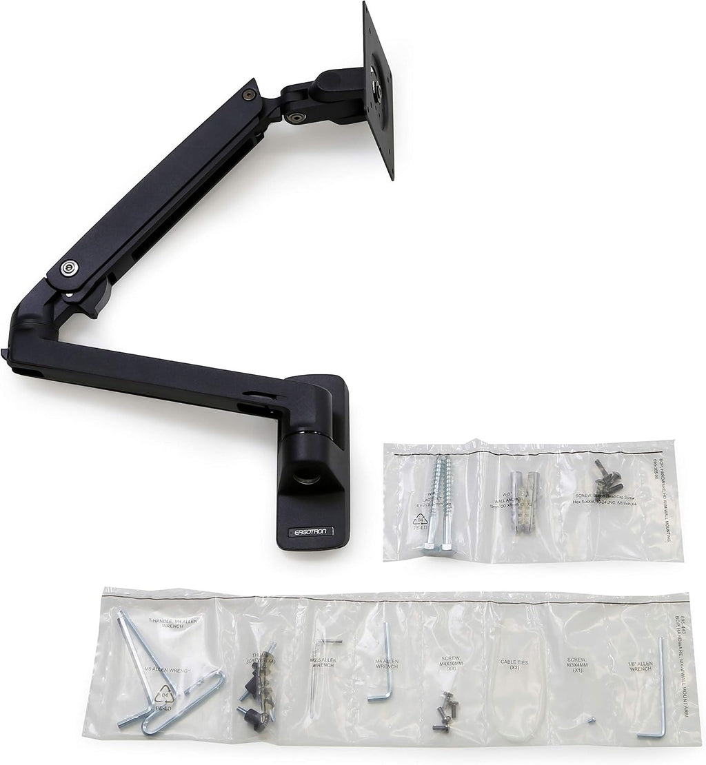 Ergotron – MXV Single Monitor Arm, VESA Wall Mount – for Monitors Up to 34 Inches, 7 to 20 lbs – Matte Black