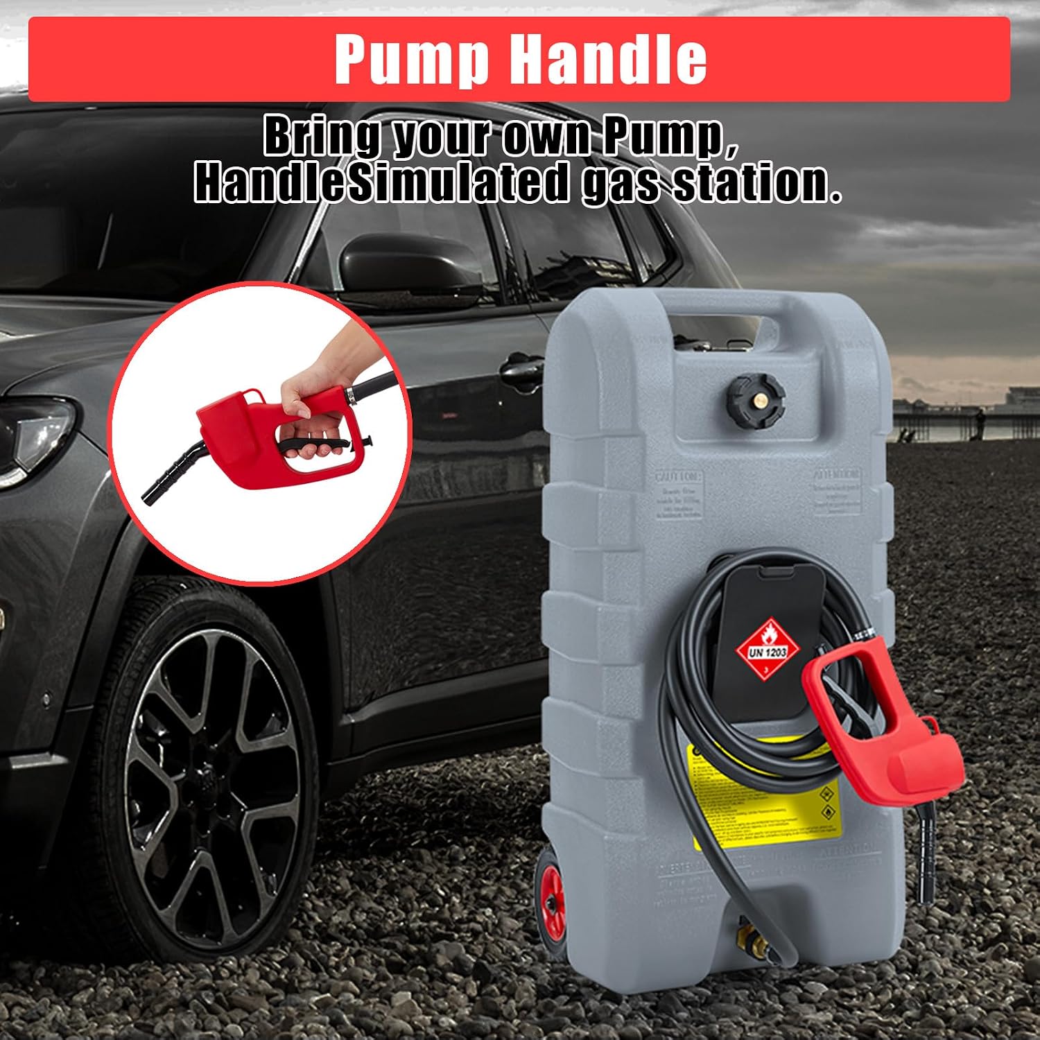 15 Gallon Portable Gas Tank with Caster,LE Fluid Transfer Siphon Pump,Fuel Caddy With 10Ft Hose. Delivery Hose Diesel Fuel Gas Can for Cars, Lawn Mowers, Boats Red/Gray/Yellow, Portable Diesel Can