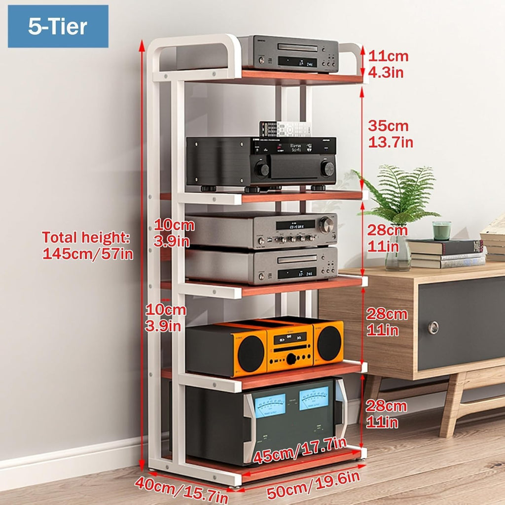 HiFi Rack Record Player Stand, 3/4/5 Tier AV Media Player Stand, Audio/Video Component Stereo Cabinet for Record Player, Amplifier, Entertainment Equipment(Style A,50X40X145cm)
