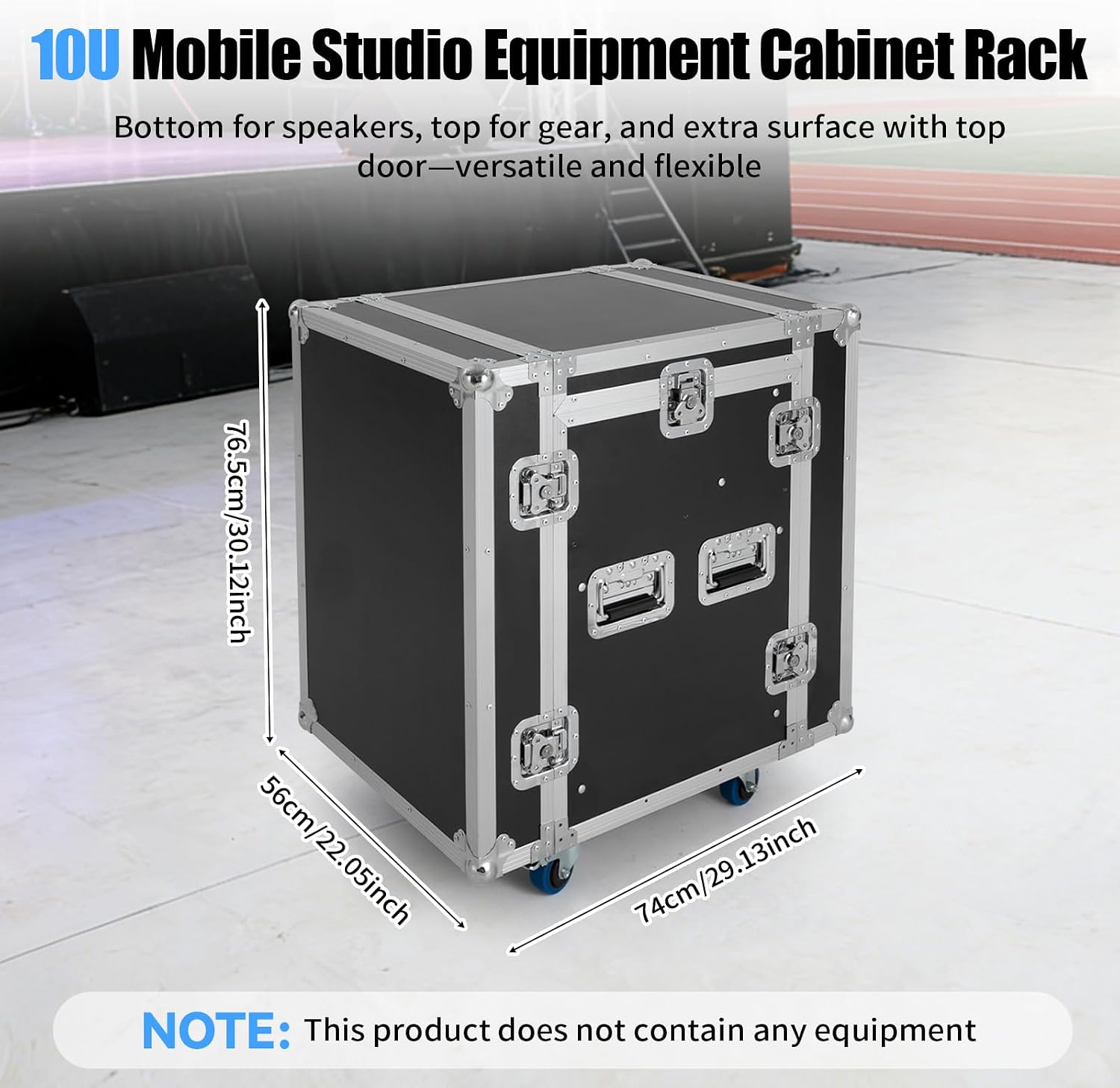 PA DJ Rack Case, 10U PA DJ Cabinet Heavy Duty Mobile Studio Equipment Cabinet with 4 Wheels Removable Design Network & Stereo Rack Component Rack Cabinet Recording Studio Racks for Storing