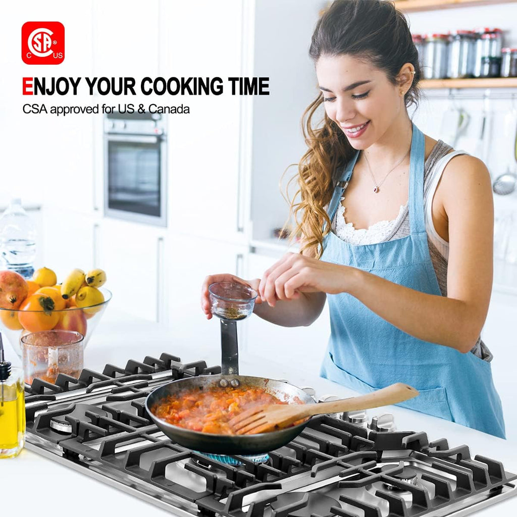 GASLAND 30 Inch Gas Cooktop, PRO GH2305SF 5 Burner Propane Stovetop, Built-in NG/LPG Convertible Cooktops, Gas Countertop Plug-in with Thermocouple Protection, Stainless Steel