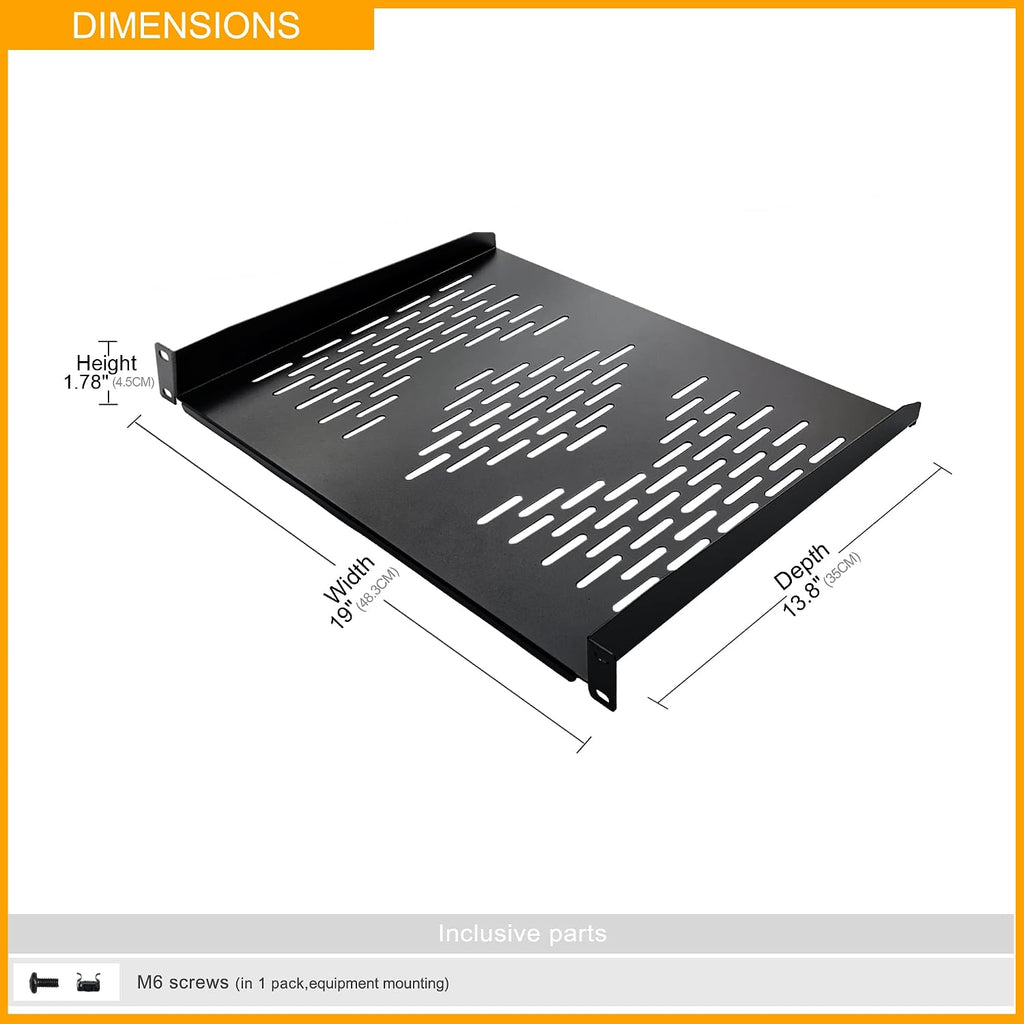 RIVECO 15U Network & Stereo Rack with Caster Rolling Server Rack for 19-inch Audio Video Musical & IT Equipment Mounting, Tapped & Square Holes+35cm Depth Rack Shelves 2PCS