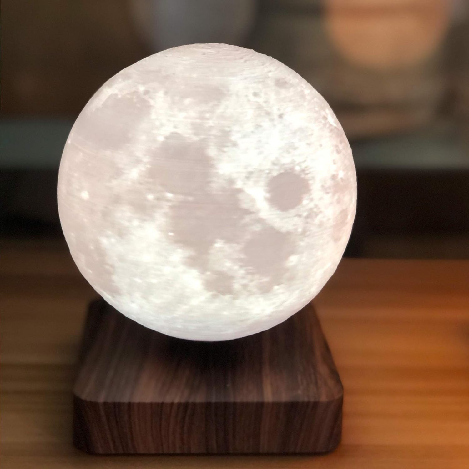 Night Light Moon Light Magnetic Floating Planet Lamp Interior 3D Print LED Bedside Nursing Creative Gift Table Lamp (18cm Moon)