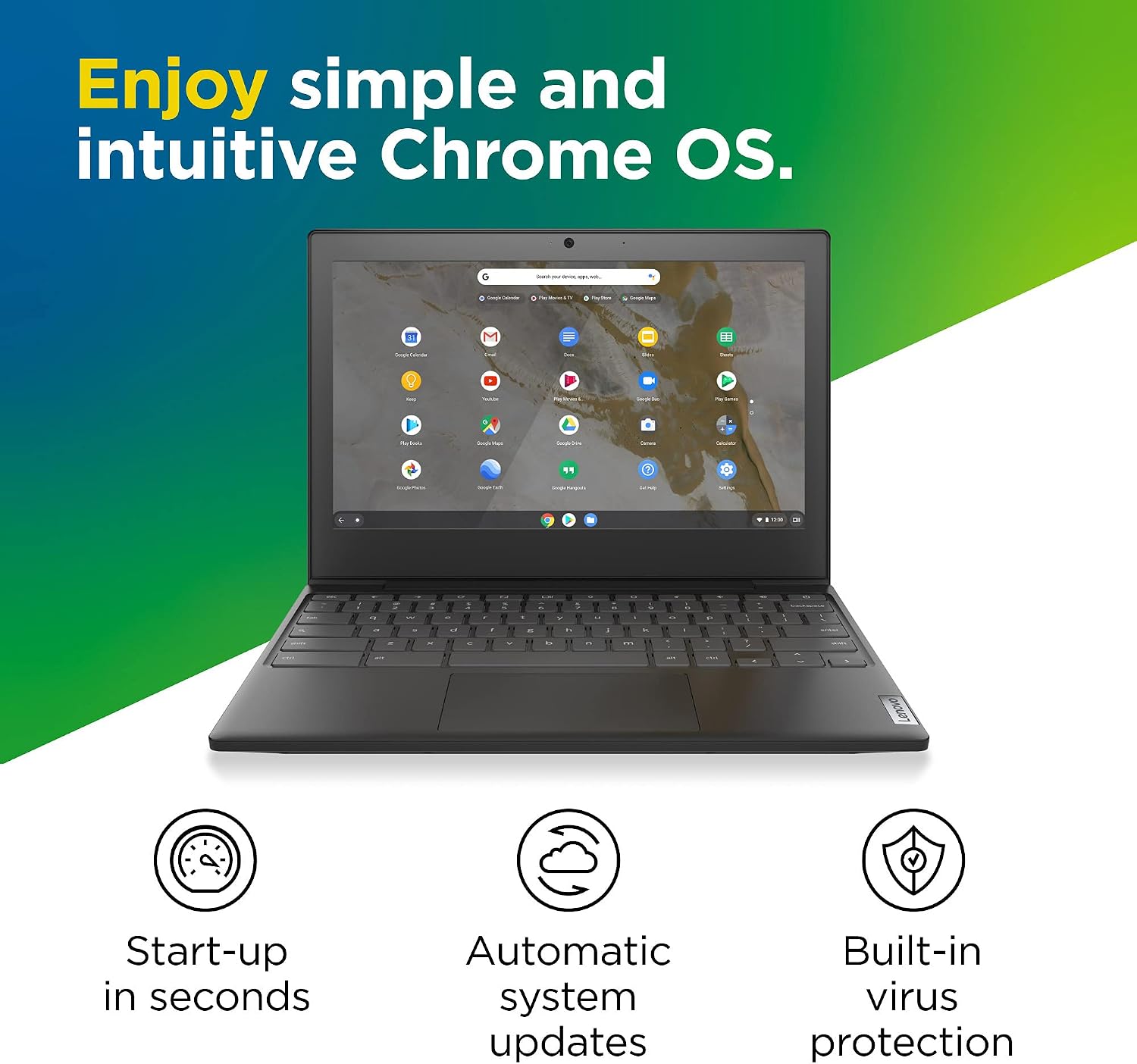 Lenovo IdeaPad 3 11 Chromebook Laptop,11.6' HD Display,Intel Celeron N4020, 4GB RAM, 64GB Storage, UHD Graphics 600, Chrome OS, Onyx Black
