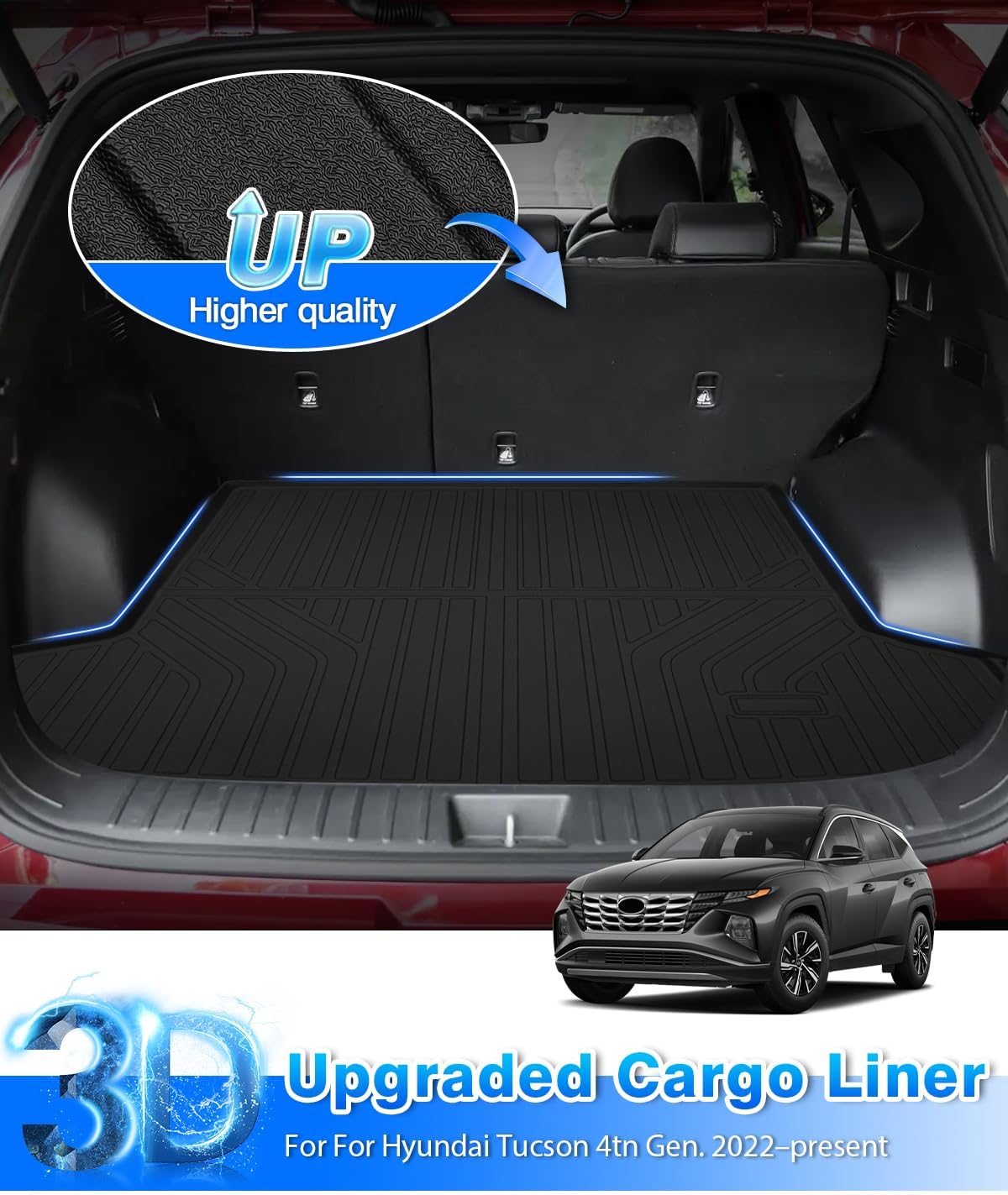 Cartist Floor Mats and Cargo Liner Fit for Hyundai Tucson 2022 2023 2024 2025 2026 (Not for PHEV & Hybrid) All Weather Floor Mat Tucson Accessories Heavy Duty Carpet Protection