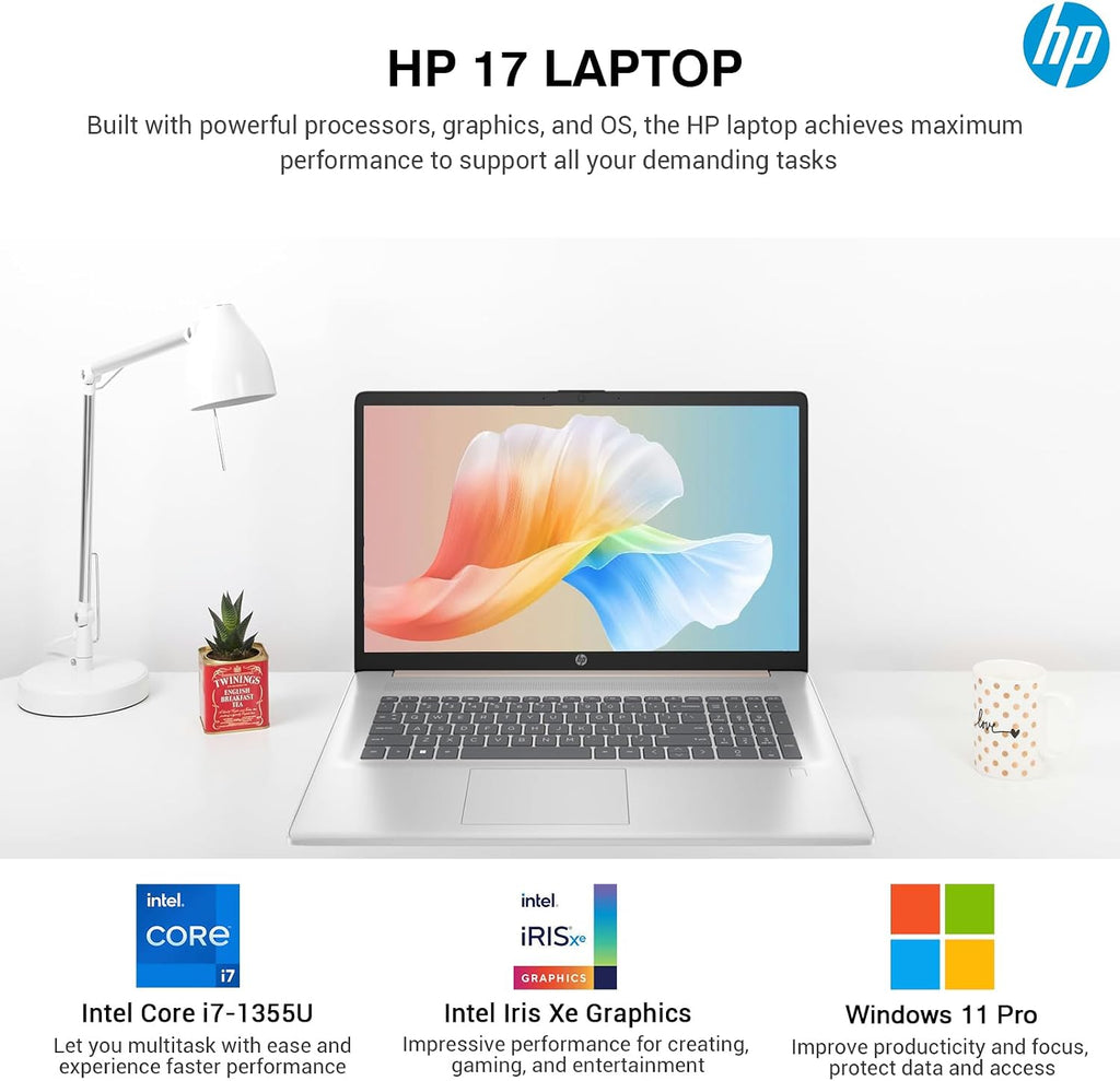 HP 17 Inch Touchscreen Laptop Computer, 17.3 HD+ Touch Screen Business Laptop PC, Intel Core i7, 64GB RAM 1TB SSD, Windows 11 Pro, Backlit 10 Key Number Pad, Fingerprint, Rose Gold