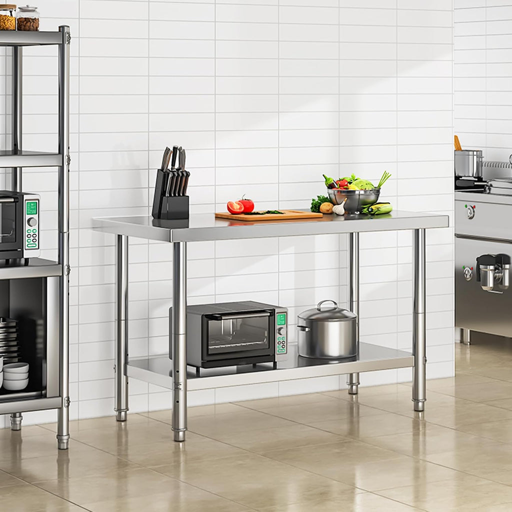 YITAHOME NSF Stainless Steel Table, 48' X 24' Work Table w/Undershelf, Heavy Duty Prep Table for Home Kitchen Commercial Restaurant Garage Warehouse Outdoor
