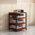 Modern 4-Tier Stereo Stand Cabinet, AV Media Console with Wooden Storage Shelves, Corner Entertainment Center for Audio Video Components, CD Rack - 50x40x69.5cm
