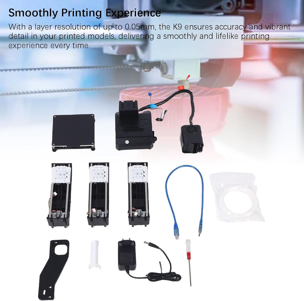 K9 3D Printer, Fast Heating 100x100x100mm Build Size 0.05mm Layer Resolution with Automatic Slicing Software, for Beginners and Kids (US Plug)