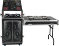 14U PA DJ Rack with DJ Table Tops, 661LBS Recording Studio Racks Audio Equipment Cabinet, Mobile Stereo Rack with Lockable Wheels for Studio/Wedding (Black)
