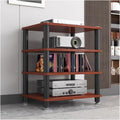4 Tier Audio Video Equipment Rack Stereo Component Console Stand Media Cabinet, Speaker Amplifier Record Player Cd Turntable Receiver Shelves Gaming Devices Electronic Storage Uni,Red,4 Tier