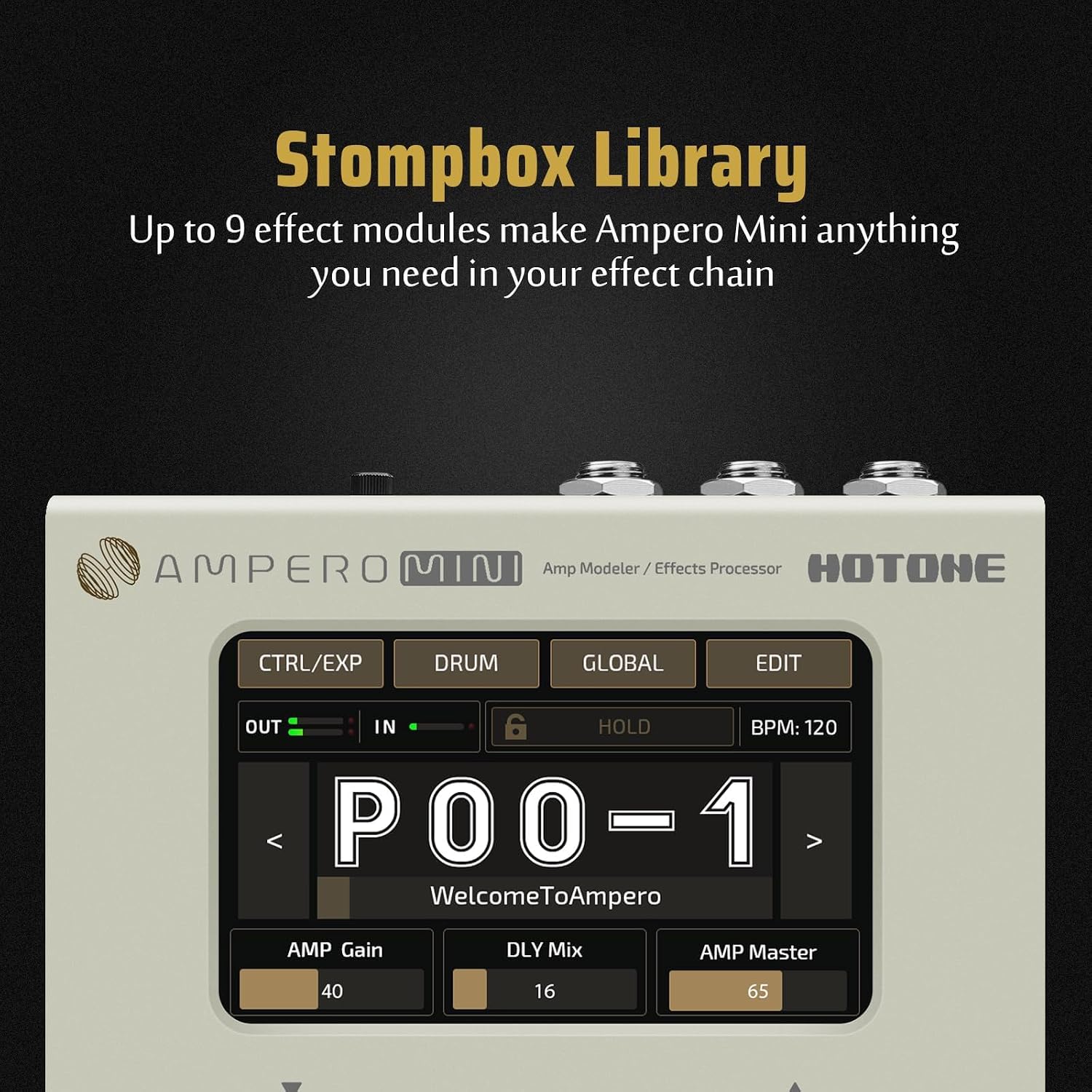 HOTONE Multi Effects Processor Pedal Guitar Bass Amp Modeling IR Cabinets Simulation Multi LanguageStereo OTG USB Audio Interface Ampero Mini MP-50 (Include 10 PCS Additional Footswitch Toppers)