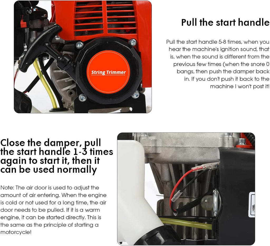 2024 New Gas Weed Wacker, 52cc 2-Stroke 5 in 1 Multi-Functional Lawn Mower Hedge Trimmer Pruners Gas Powered Brush Cutter, Weed Eater for Grass and Bush Shipping from US (Red 2)