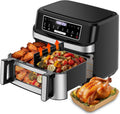 1600W Dual Zone Air Fryer Oven,12.69QT with Divider,Nonstick & Dishwasher-Safe Basket,Match Cook & Smart Finish to Roast,Recipes for Easy Cooking,Digital Touchscreen,Metal Sliver