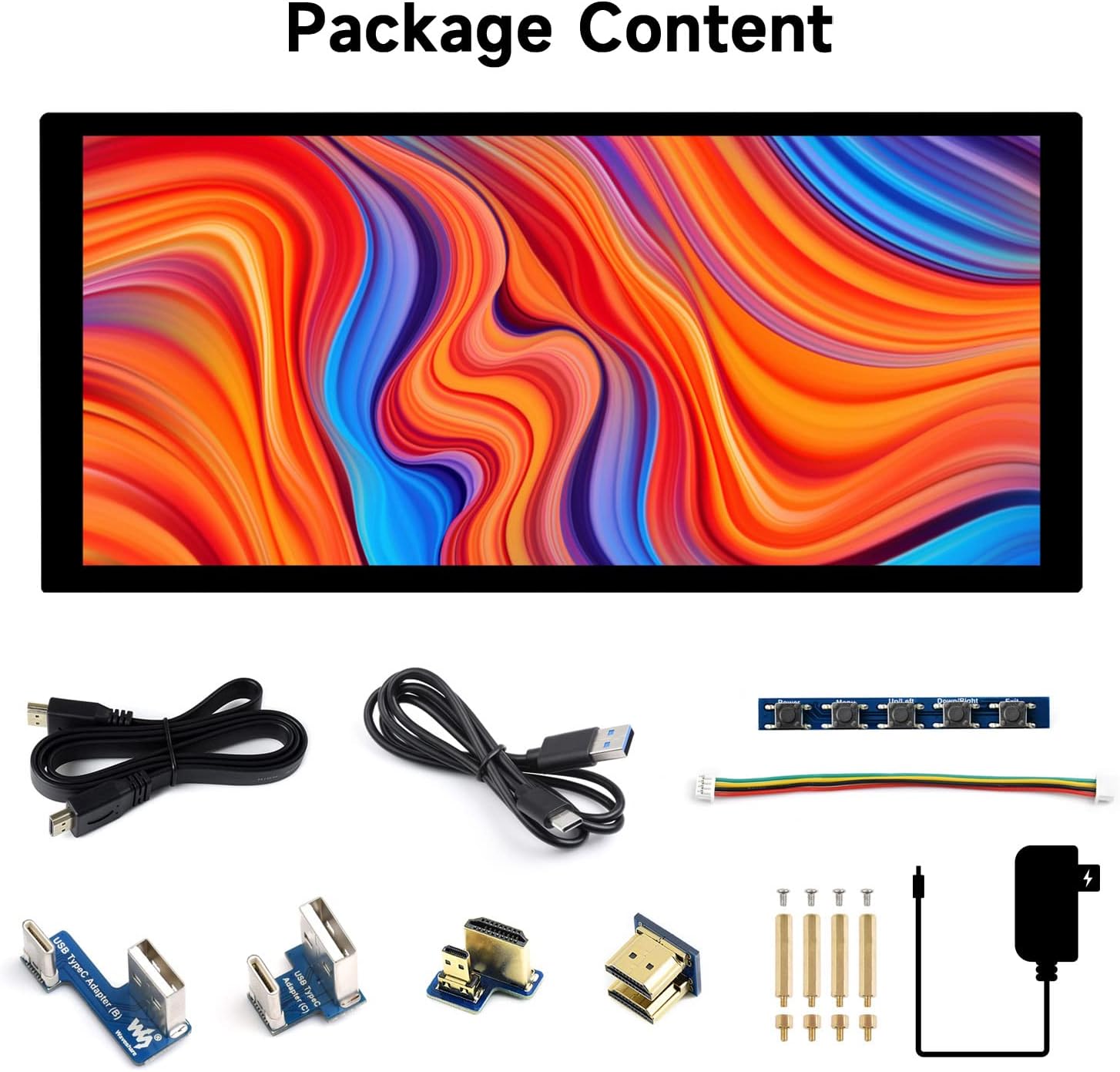 waveshare 10.4inch QLED Quantum Dot Display, 1600×720 Resolution, Compatible with Raspberry Pi 5/4B/3B/Zero/Zero W/Zero 2W/Pico/Pico W/Pico WH, Jetson Nano and PC