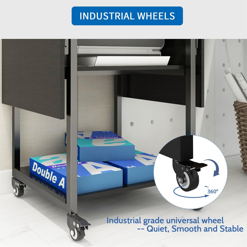 PUNCIA 3 Tier Foldable Movable DIY Heat Transfer Press Machine Stands 20'' Heavy Duty Rolling Workbench with Folding Working Table for Sublimation Transfer Machine Metal Shelf Storage Organization