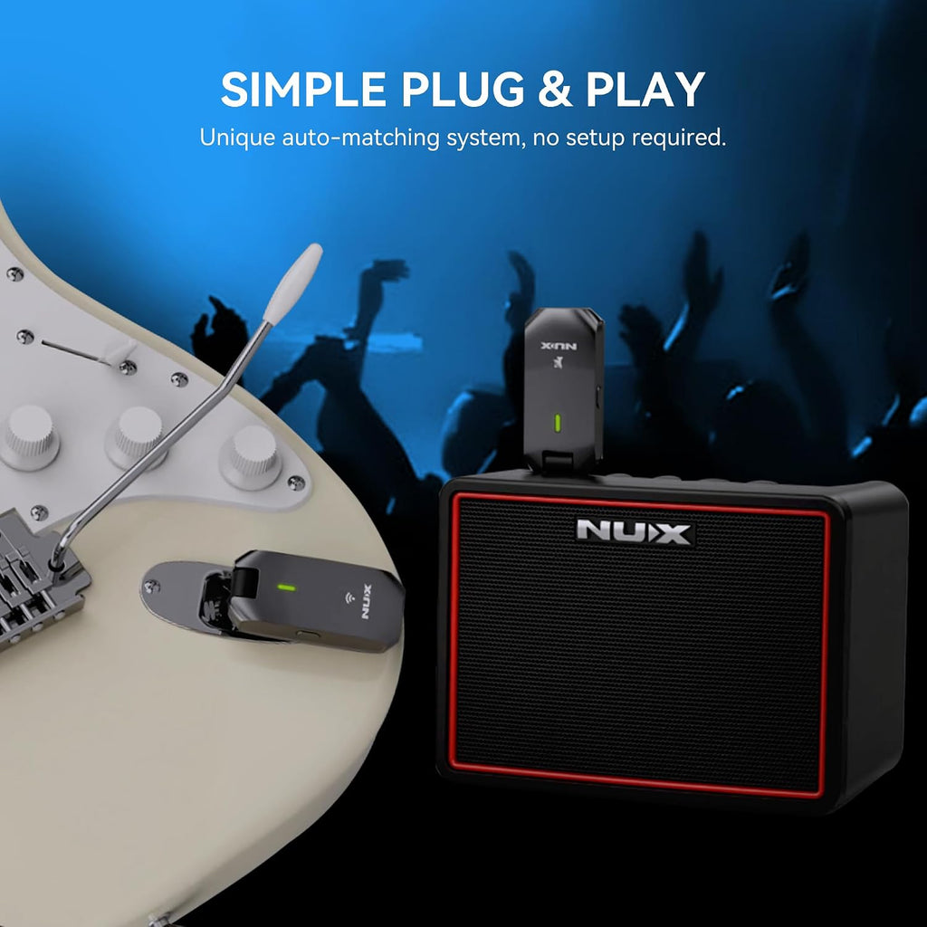 NUX C-5RC 5.8GHz Rechargeable Wireless Guitar System | 5.8GHz Auto-Pair, Portable Charging Case, Low Latency, Clear Audio for Electric Guitar, Bass & Ukulele