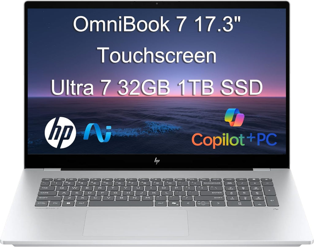 HP OmniBook 7 (Next Gen Envy 17) AI Laptop (17.3' FHD Touchscreen, Intel Core Ultra 7 258V, 32GB DDR5, 1TB SSD, ARC 140V GPU (16GB)), Copilot+ PC for Business, Designer, 5MP IR Webcam, Win 11 Home