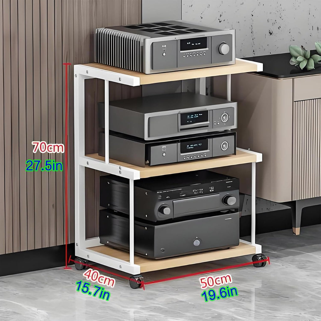 Black AV Cabinet with Movable Media Storage, Audio-Video Tower Stand, Stereo Rack for Home Theater, Wood Media Stand, 50x40x70cm, Perfect for Organizing Audio Equipment