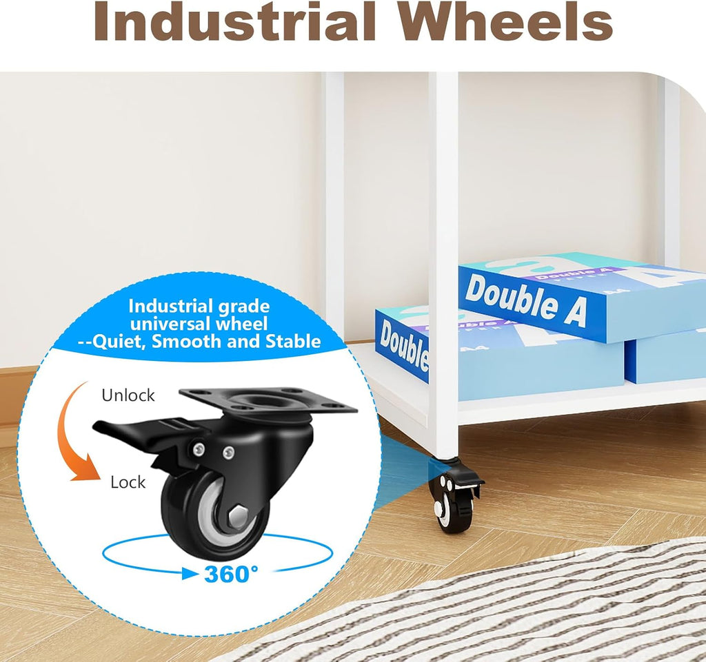 PUNCIA 3 Tier Movable Heat Press Table Foldable Heat Transfer Machine Stand Heavy Duty Rolling Workbench with Folding Table for DIY Sublimation Transfer Machine Metal Shelf Storage Organization
