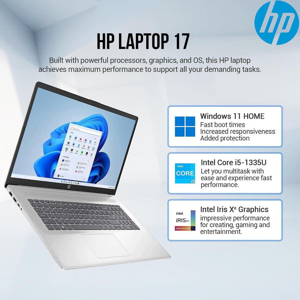 HP 17 Inch Laptop Computer, 17.3 Laptop PC FHD IPS Screen, Intel Core i5(10-core), Lifetime Microsoft Office Included, 64GB RAM 2TB SSD, Windows 11, 10-Key Backlit Keyboard, WiFi6