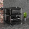 Audio Rack,Gaming Shelf,AV Media Stand Corner Shelf,DVD Shelf,CD Display Cabinet,Entertainment Stand,Rack Audio Tower,Record Player Stand,for Living,Gaming,Recording Room.(Black,60x48x57cm)