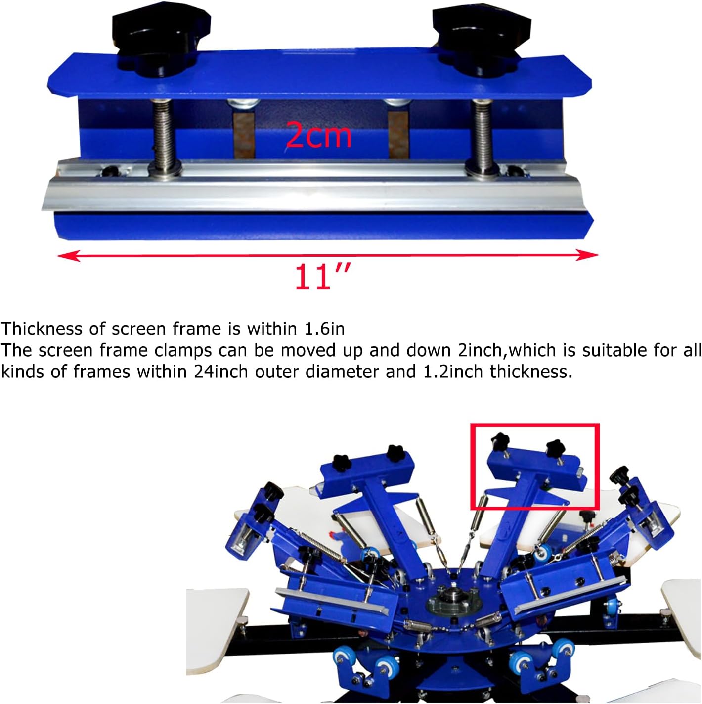 6 Color 6 Station Silk Screen Printing Press Machine Screen Printing Machine Screen Printer Machine 360° Rotation with Adjustable Height Stand