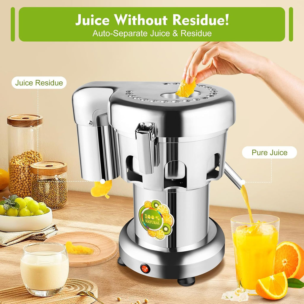 Commercial Juice Extractor Heavy Duty Centrifugal Juicer Machine Electric Fruit and Vegetables Juice Maker Aluminum and Stainless Steel Constructed 110V 370W