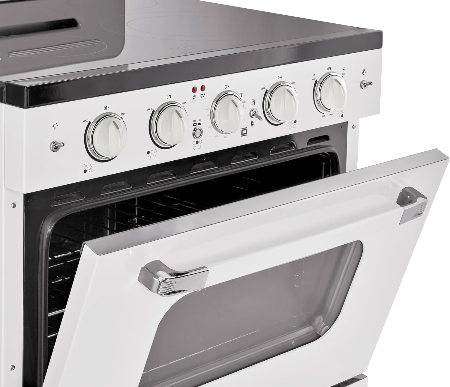 Unique Appliances Classic Retro Radiant Electric Range, Freestanding Electric Range with 5-Element Glass Cooktop, Convection Oven, and Oven Light, 30', Marshmallow White