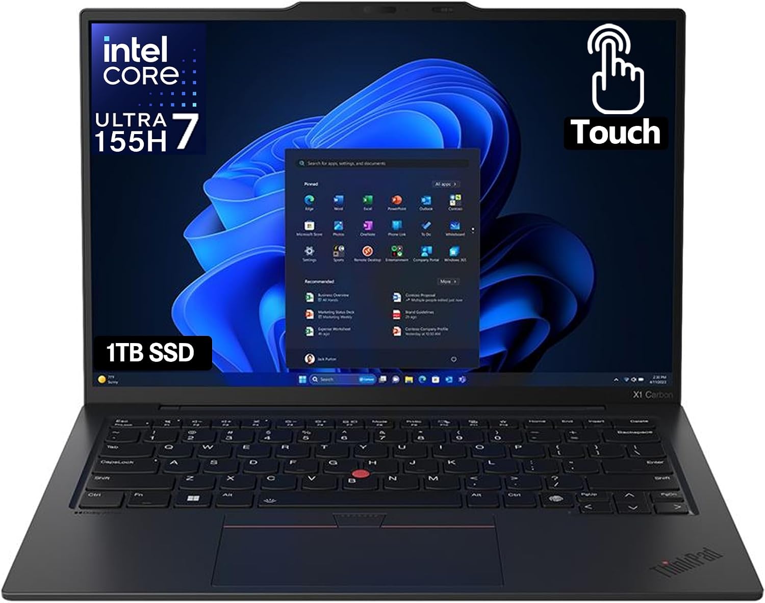 Lenovo Gen 12 ThinkPad X1 Carbon Laptop with Intel Ultra 7 155H Processor, 14' WUXGA 100% sRGB Touch Display, 32GB DDR5 RAM, 1TB Gen4 Performance SSD, FHD+ IR+ RGB Camera, and Windows 11 Pro