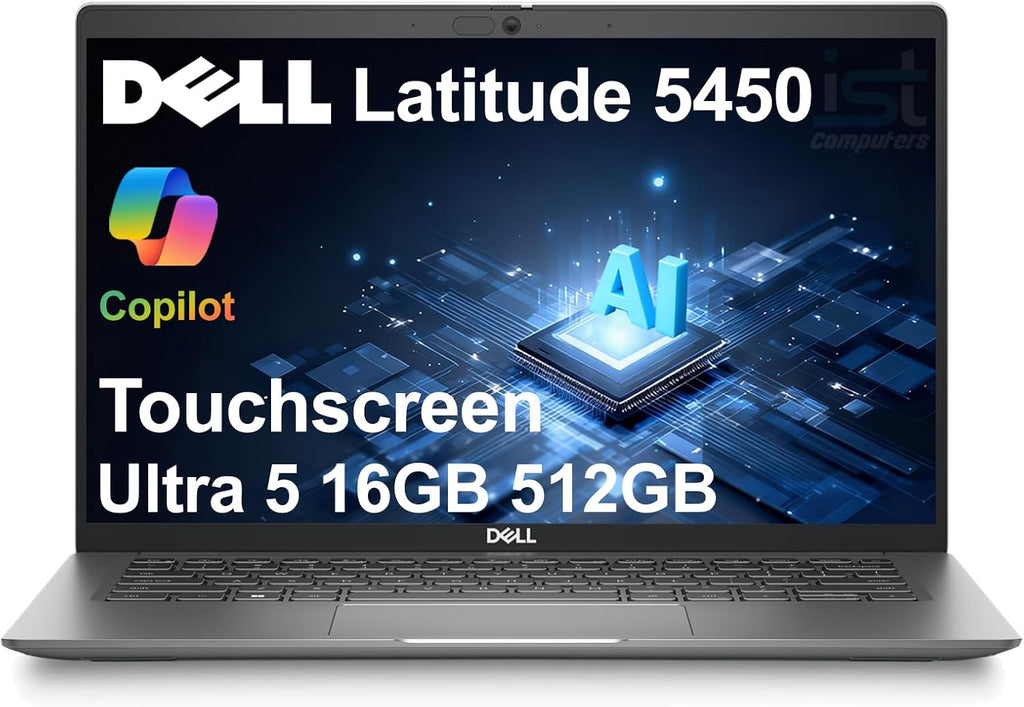 Dell Latitude 5450 5000 Business AI PC Laptop (14' FHD Touchscreen, Intel 12-Core Ultra 5 135U (> i7-1355U), 16GB DDR5 RAM, 512GB SSD), Backlit, 1080p IR Webcam, 2x Thunderbolt 4, HDMI, Win 11 Pro
