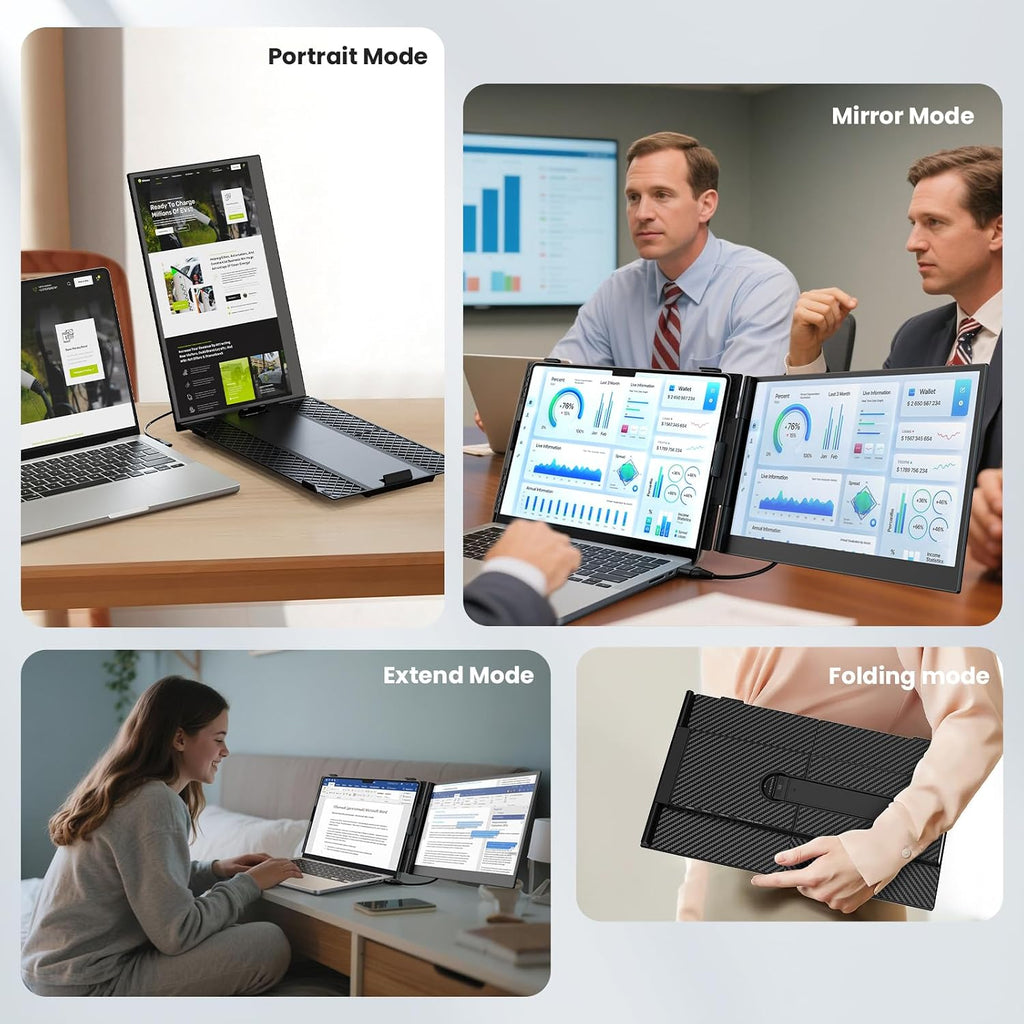 Laptop Screen Extender, 14-Inch Ultra-Thin & Lightweight, 1080P FHD Portable Travel Monitor, Plug & Play, Laptop Extended Monitor Portable for 13-17 Inch Laptops, Compatible with Win/Mac/Chrome/Linux
