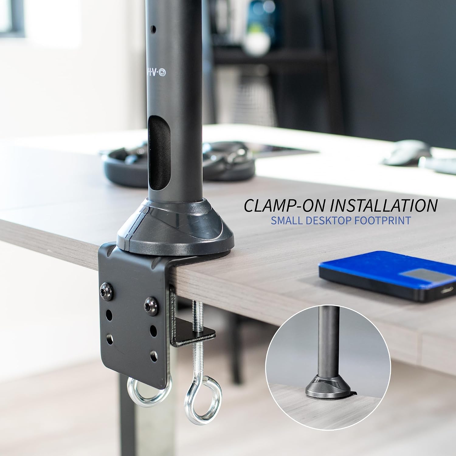 VIVO Steel Hex Monitor 23 to 32 inch LED LCD Clamp-on Desk Mount, Heavy Duty Articulating VESA Computer Stand, Holds 6 Screens, Fully Adjustable for Home Office Workstation, Black, STAND-V106A