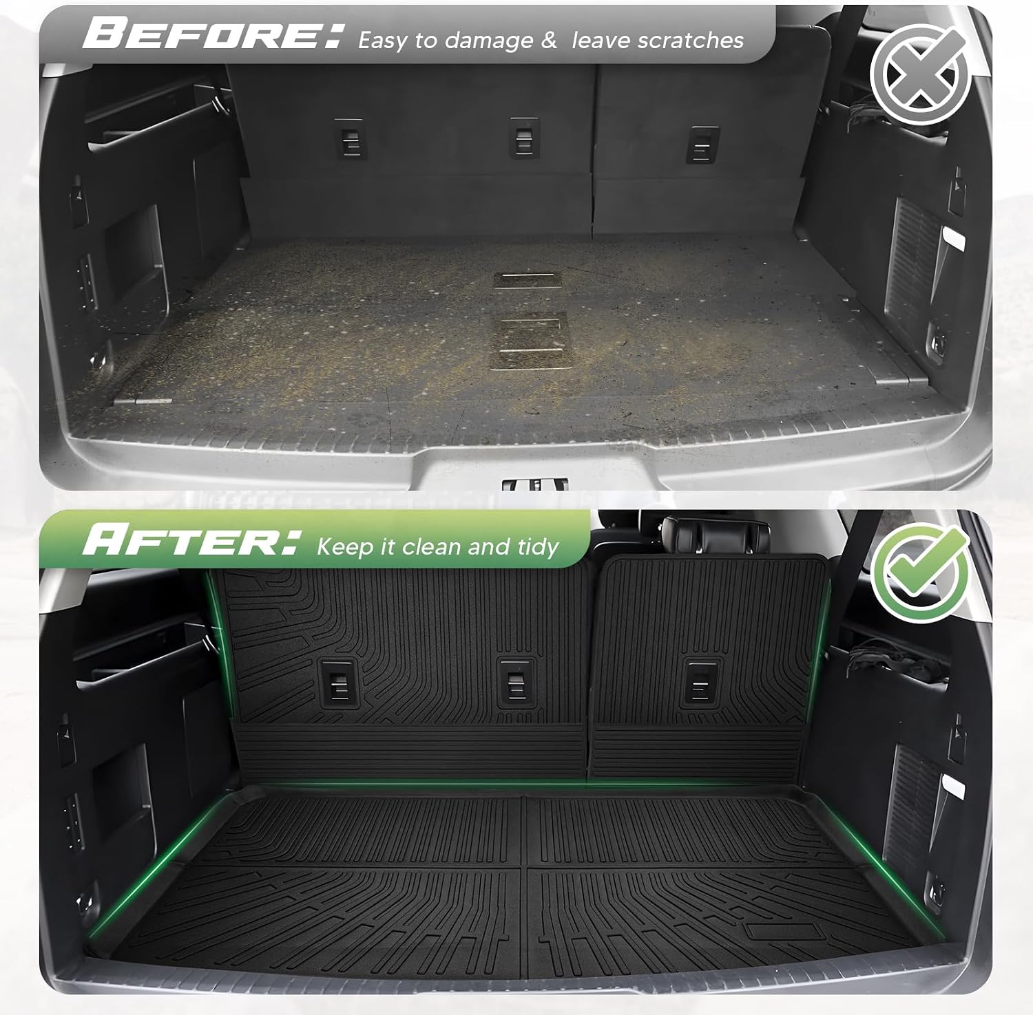 Cartist Floor Mats for Ford Expedition MAX 2018-2024 (7 & 8 Seats/2nd Row Bench Seat), All Weather Cargo Liner for Expedition Accessories, Heavy Duty Car Mats (Only Fit MAX)